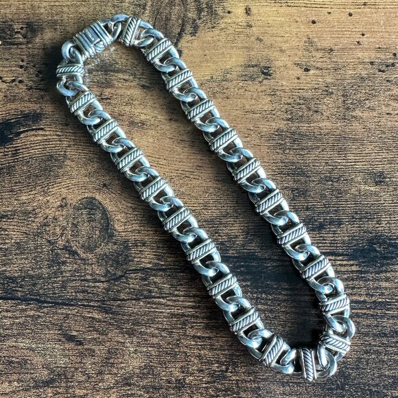 David Yurman Madison Chain Link Necklace w/ 18K Yellow Gold - 14mm - 16" - RARE - Picture 6 of 16